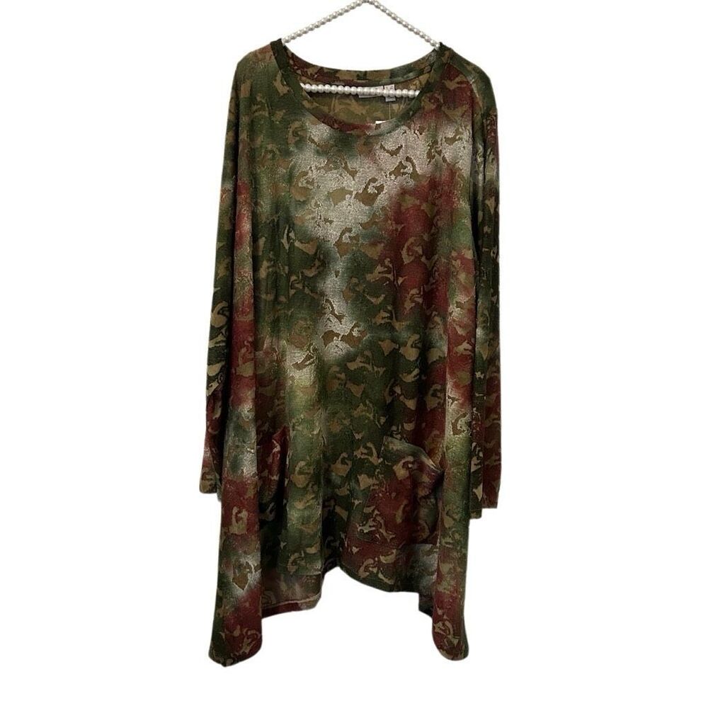 LOGO Womens Velvet Burnout Top Size 4X camouflage Vamp Whimsigoth Lori Goldstein